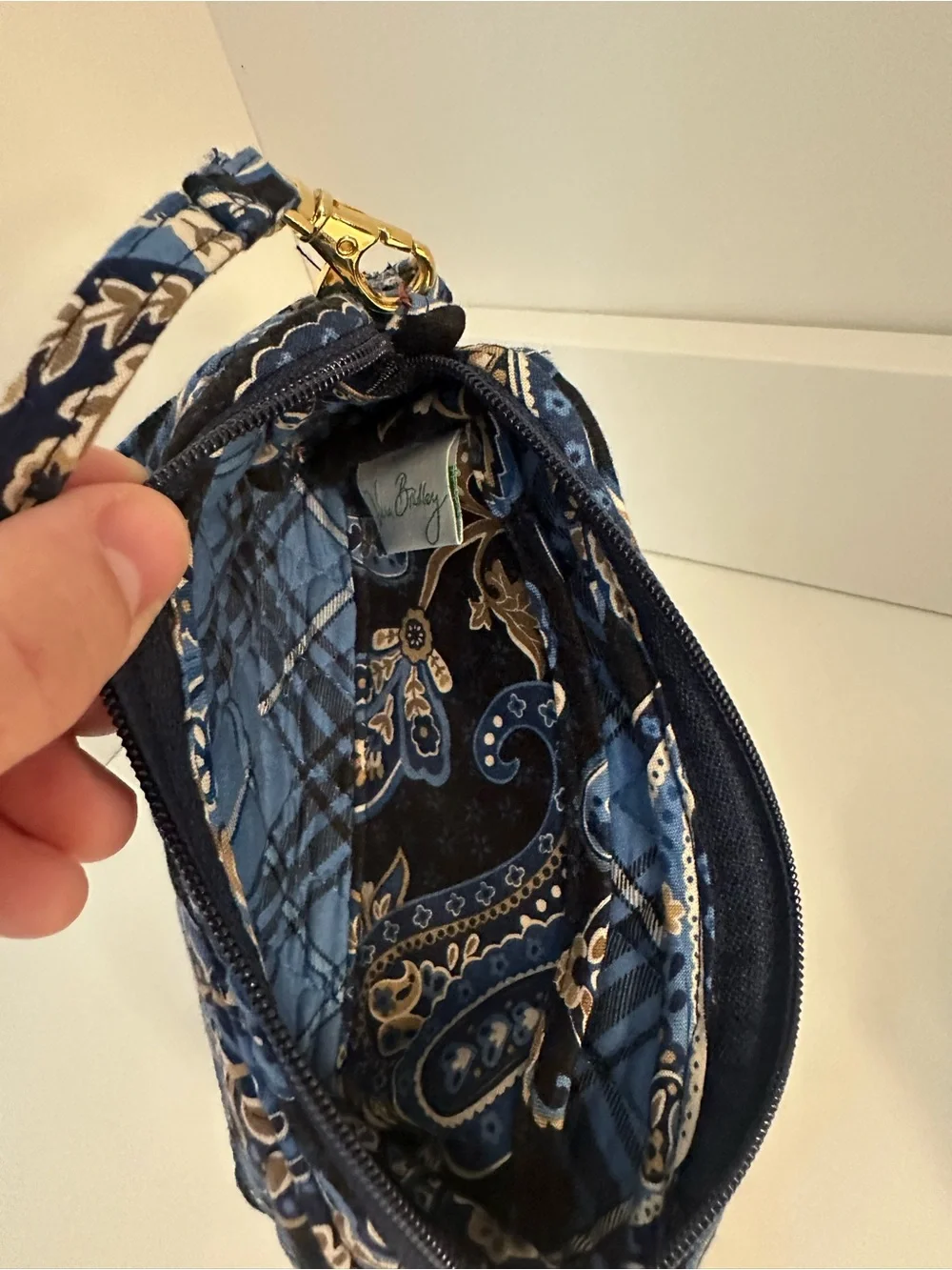 Vera Bradley Midnight Paisley Quilted Wristlet Wallet Zip Pouch Cosmetic Bag